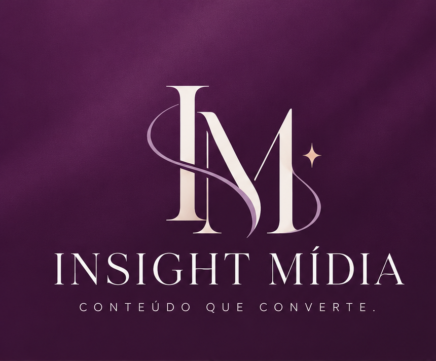 Monograma IM da Insight Mídia em roxo e marfim